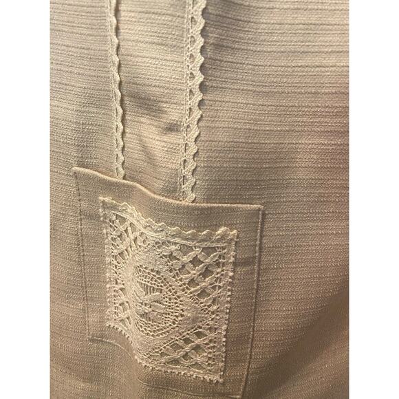 David Meister Sheath Lined Dress Size 8 Beige Embroidery Pockets Sleeveless - Picture 4 of 12